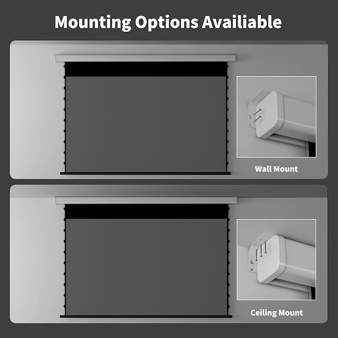 QuadraArc Motorized Projector Screen, Gray Crystal 4K Electric Drop Down Screen, Wall & Ceiling Mount, Compatible with ST/LT Projectors up to 1600 ANSI Lumens 133"