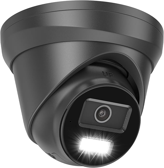 Anpviz 4K PoE IP Camera Outdoor, 8MP Smart Dual Light Turret Security Camera, Human/Vehicle Detection, 2.8mm Lens, Hybrid Color Night Vision, Full Metal Housing, Built-in Mic, IP67 Waterproof, Black