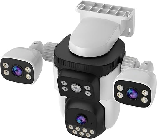 Cameras for Home Security, Outdoor PTZ Camera, 6MP Triple-Lens 360° Panoramic, Auto-Tracking Full-Color Night Vision, IP66 Weatherproof