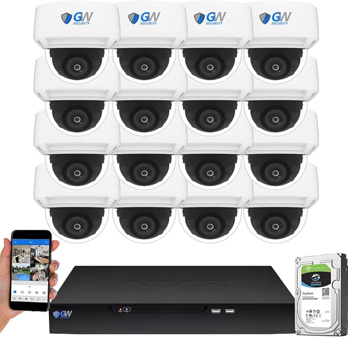 GW Security 16 Channel NVR UltraHD 4K Face Recognition NDAA & TAA Compliant Security Camera System with 16 x 8MP @25FPS Outdoor 2.7-13.5mm Motorized Zoom PoE Dome Cameras, 10 Smart AI Functions