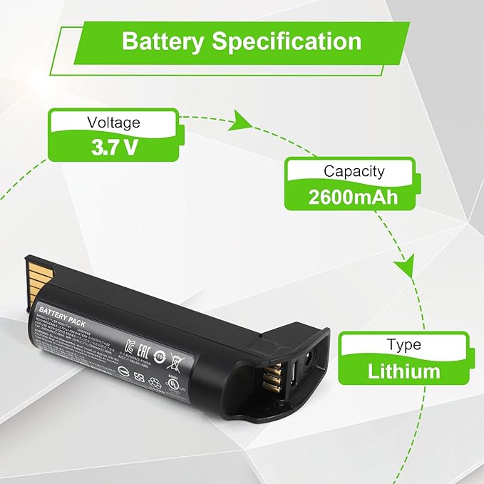 2600mAh Replacement Battery for Zebra DS22 DS2278 CR2278 Series Barcode Scanner – Li-ion Battery for DS2278-SR DS2278-HC DS2278-ER Wireless Scanners