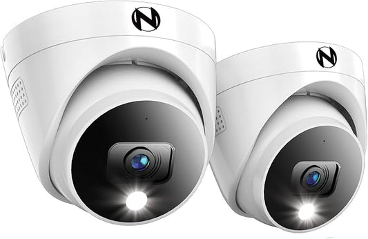 Night Owl Add On Wired 2K HD Indoor/Outdoor Deterrence Dome Cameras with 2-Way Audio (2-Pack) (Requires Compatible DVR - Sold Separately)