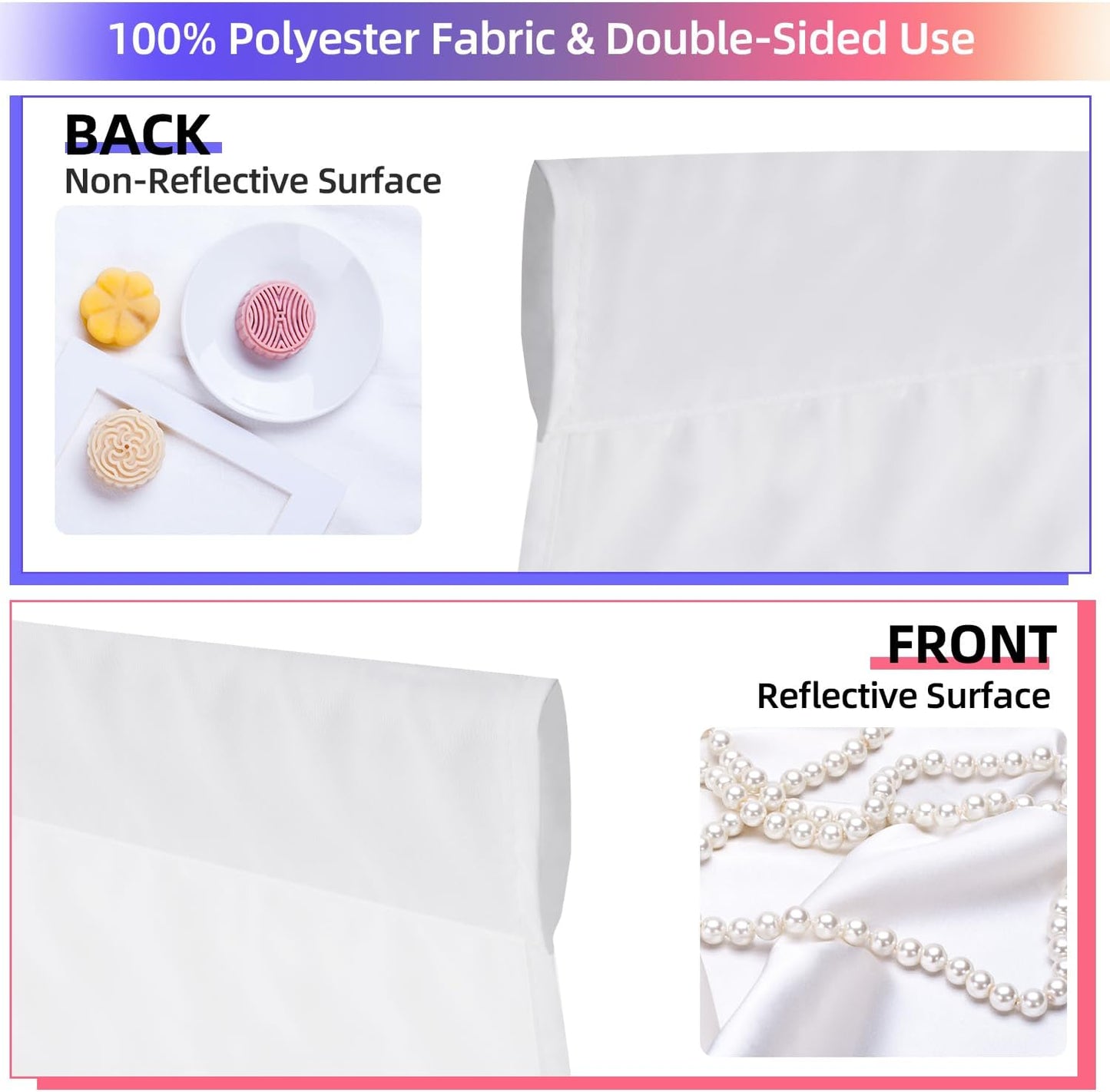 White Backdrop for Photoshoot, 10x10 ft Photo Backdrop Curtain Double-Side for Photography, Polyester Fabric White Background Screen for Photographic Studio Baby Picture Party Prop (Backdrop Only)