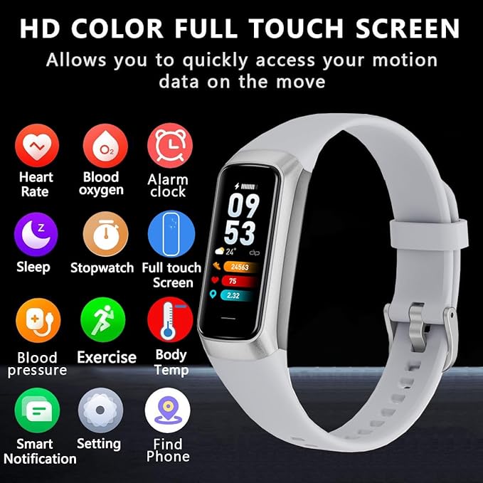 Fitness Tracker Activity Tracker Smart Watch 1.10''AMOLED Touch Color Screen,Smart Watch with 24/7 Blood Oxygen Heart Rate,Sleep Monitor,IP68 Waterproof,Step Counter Health for Women Men (Gray)