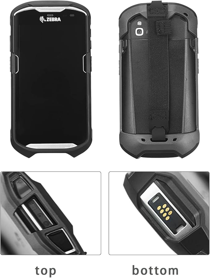 Protective Cover Case Rugged Boot with Hand Strap for Zebra TC51 TC52 TC56 TC57 TC510K,Case for Handheld Barcode Touch Mobile Computer,Scanner Accessories(Black)