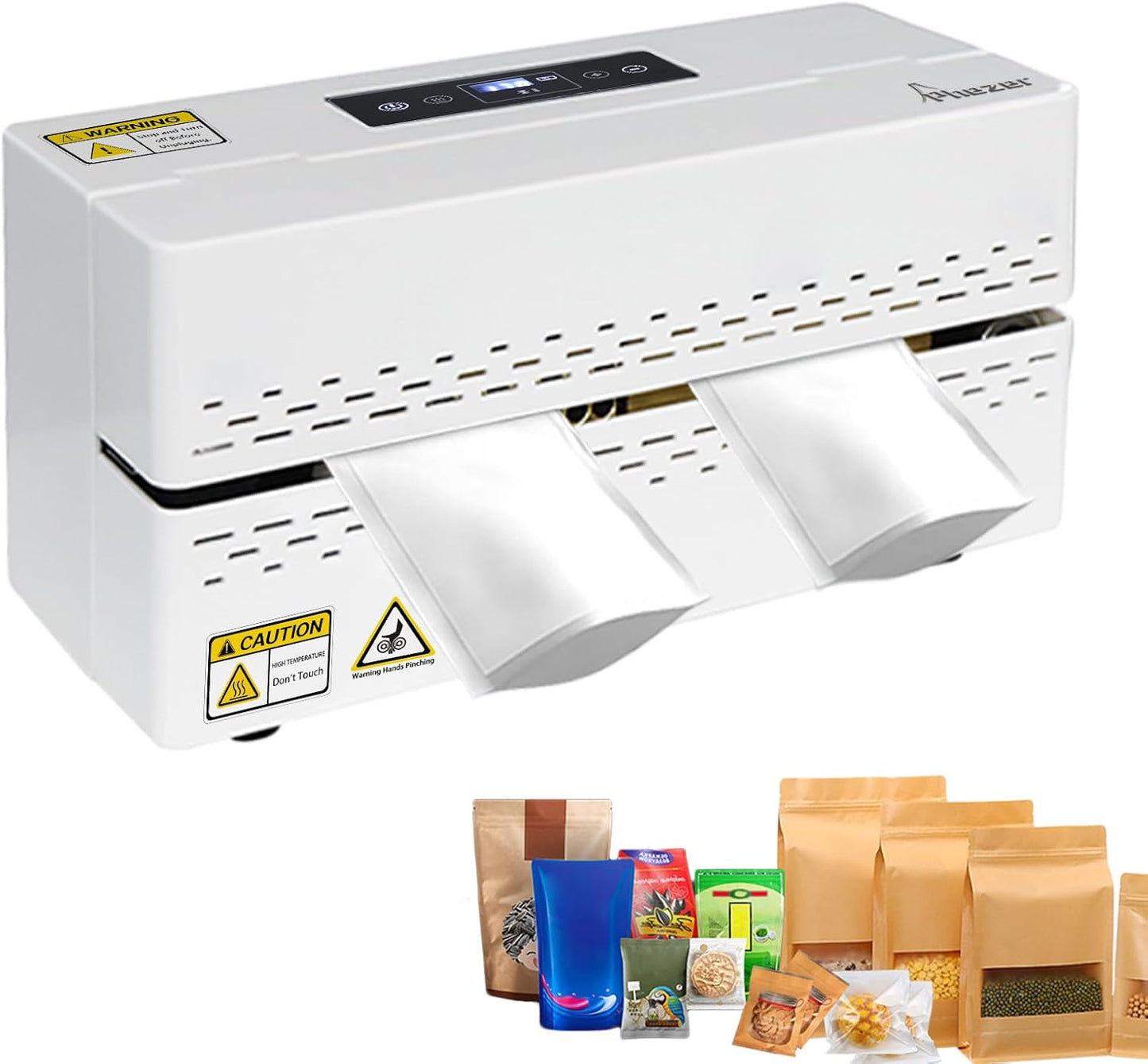 Continuous Heat Sealing Machine for Plastic/Mylar Bags, with Digital Temperature Control, Lightweight Horizontal Bag Sealer for Food Storage, Kitchen, Bakery, Snacks (Sealing Machine with Platform)