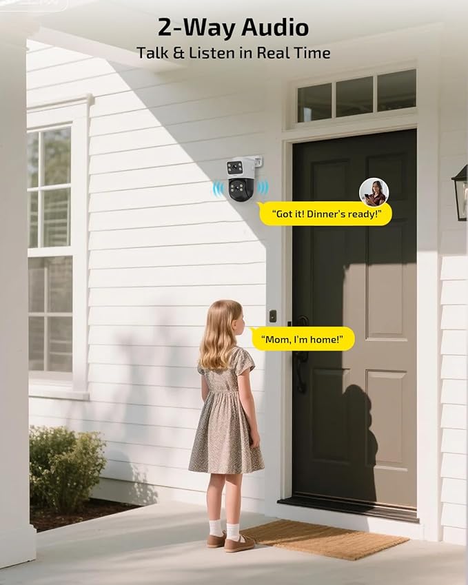 《Dual Lens & Auto Tracking》4K PoE Security Camera System Outdoor, PTZ Video Surveillance Cameras Systems with Color Night Vision, Surveillance DVR Kits
