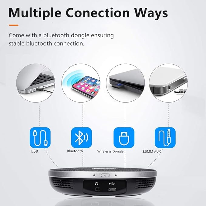 TONGVEO All-in-One Conference Room Video Camera System Al Auto-Tracking HD1080P 60fps 3X Optical Zoom USB3.0 HDMI PTZ Camera and Bluetooth Conference Speakerphone with Microphones