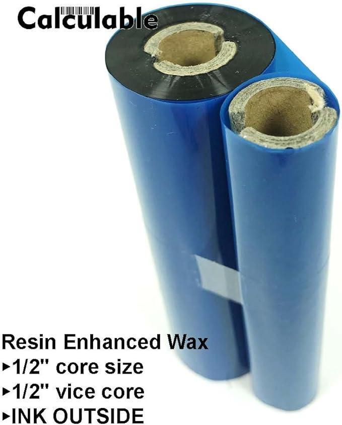 12 Count 4.33" x 243' (110mmx74m) Thermal Wax Ribbons 1/2" Core Thermal Transfer Wax Ribbon for Zebra,TEC,DATAMAX,INTERMEC,Avery,Citizen,SATO,TSC,GODEX,ARGOX