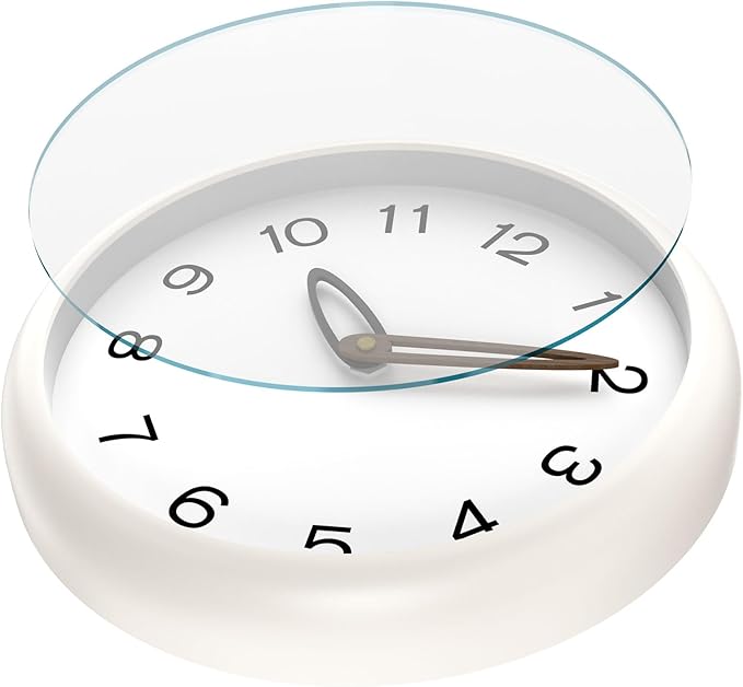 Modern Wall Clock,Battery Operated,Tempered Glass,12" Silent Clocks for Living Room,Bedroom,Kitchen,Bathroom - Stylish Home Decor Gift (Off White)