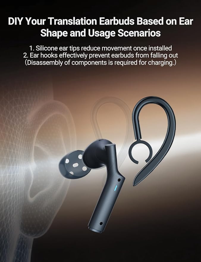 Timekettle W4 Translation Earbuds,for Global Business & Relationships,Bone-Voiceprint Sensor for Clear Voice in Noise, AI Auto-Correction,Protected Privacy with GDPR,Instant Setup via iOS/Android APP