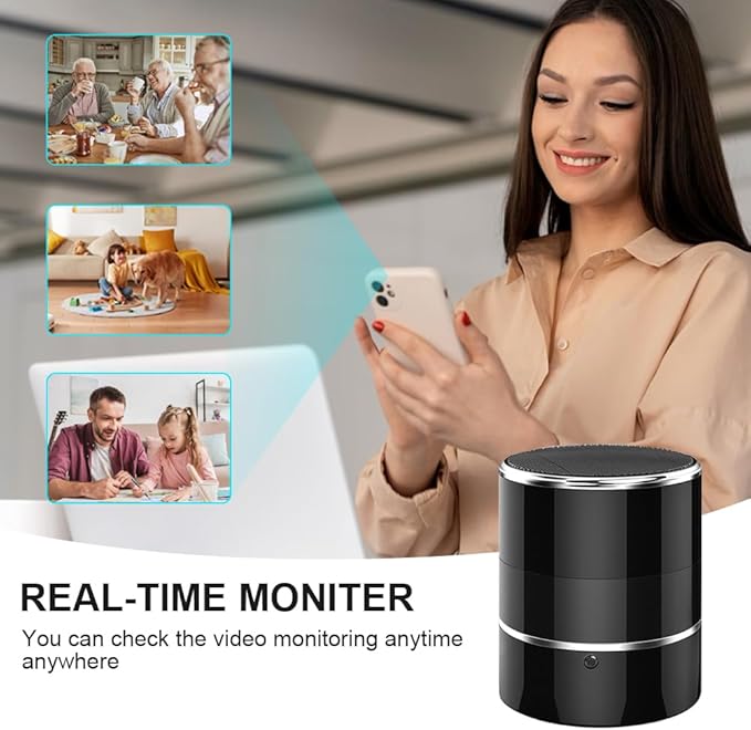Security WiFi Camera in Bluetooth Speaker with 240° Viewing Angle,Wireless Security Cameras,Dome Cams Phone App,Hd 1080P,Motion Activated for Home Offices Store(2.4G /5G)