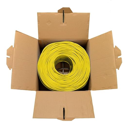 Dripstone CAT6 Ethernet Cable 1000ft Bulk Network LAN Wire 23AWG Solid UTP 550MHz High-Speed Internet Cable Gaming, Streaming, Office, Home Use, Pull Box, Cat6 Bulk, Stable Connectivity - Yellow