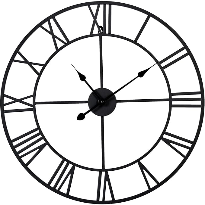 Large Wall Clock for Living Room Decor – 32 Inch Silent Non-Ticking Modern Farmhouse Wall Clock, Oversized Decorative Metal Roman Numeral Clock