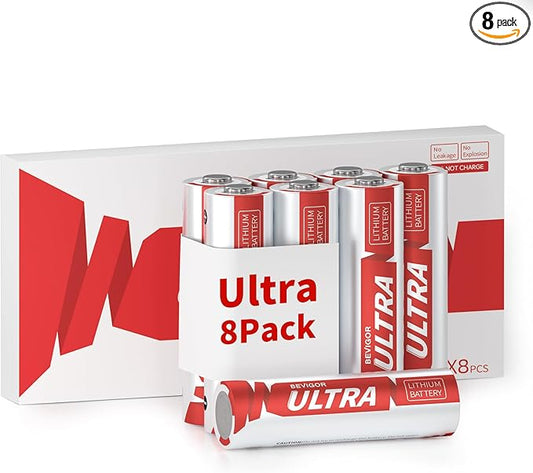 BEVIGOR AA Lithium Batteries 8Pack Ultra, 3500mAh 1.5V Double A Lithium Battery, Longer Lasting AA Batterie for Blink Smart Lock Deadbolt, Aralm System etc High-Tech Devices, Non-Rechargeable