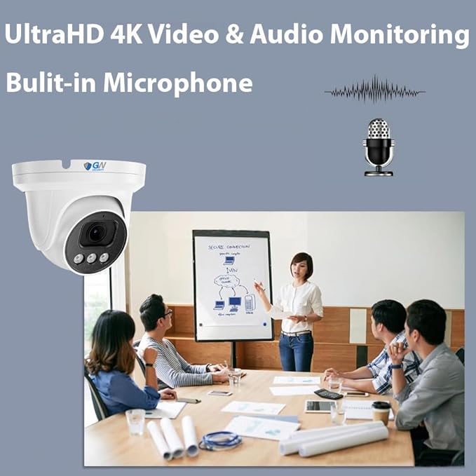 GW Security 16 Channel NVR UltraHD 4K Face Recognition NDAA & TAA Compliant Security Camera System with 16 x 8MP @25FPS Outdoor & Indoor PoE Turret Cameras, 10 Smart AI Functions