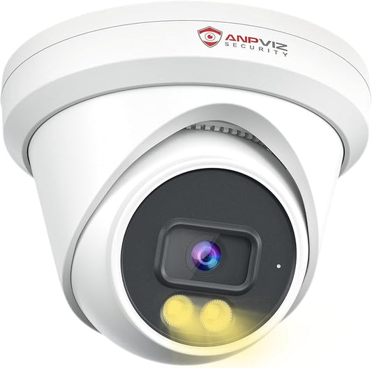 Anpviz 8MP PoE IP Camera, Built-in Mic, 512GB SD Slot, Security 4K Turret IP Camera Outdoor Indoor, Smart Color Night Vision 100ft, Human & Vehicle Detection, NDAA Compliant (U Series)