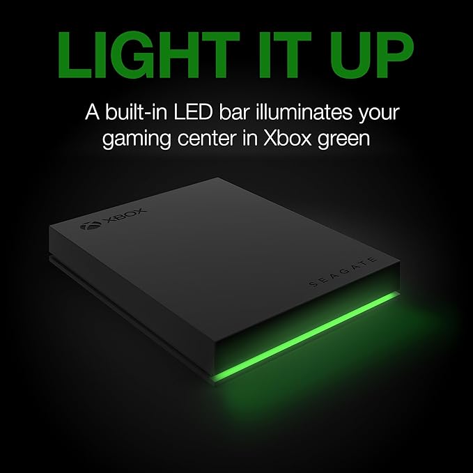 Seagate Game Drive for Xbox 4TB External Hard Drive Portable HDD - USB 3.2 Gen 1, Black with built-in green LED bar , Xbox Certified, 3 year Rescue Services (STKX4000402)