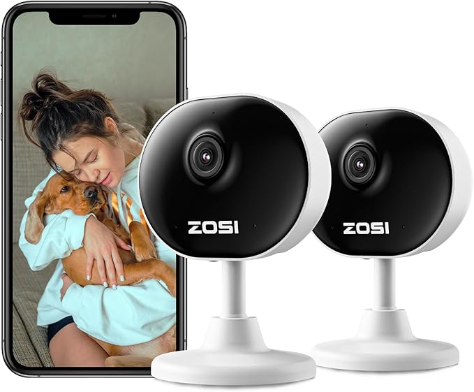 ZOSI Indoor Security Camera, 2Pack 1080P Home WiFi Camera with Phone App, Smart Motion Detection,2 Way Audio, Night Vision,C688 Baby/Pet Monitor,Memory Card/Cloud Storage,Works with Alexa,Plug-in