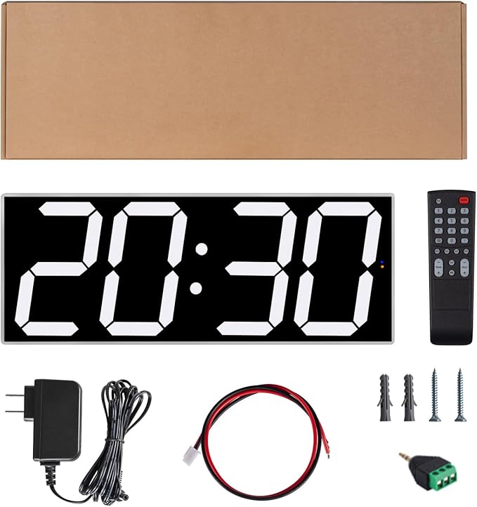 West Ocean Large Smart Digital LED WiFi Wall Clock with 6" Single Digit, Countdown, DST, Multifunction WiFi Smart Wall Clock (White Frame/White Digital)