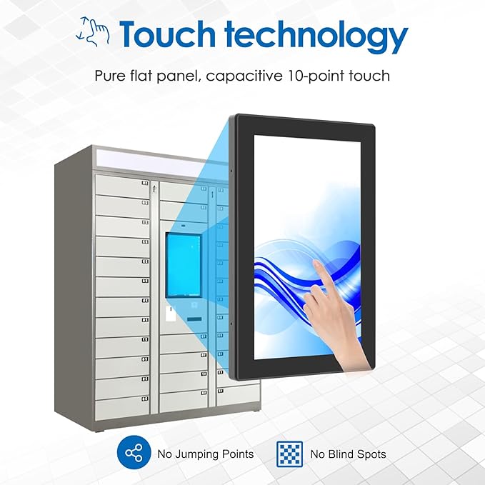 13.3 Inch 1000 Nits High Brightness 10 Points Open Frame Touch Display, Industrial PCAP Touchscreen Monitor, VGA+HDMI+DVI Port - 16:9-1920 x1080
