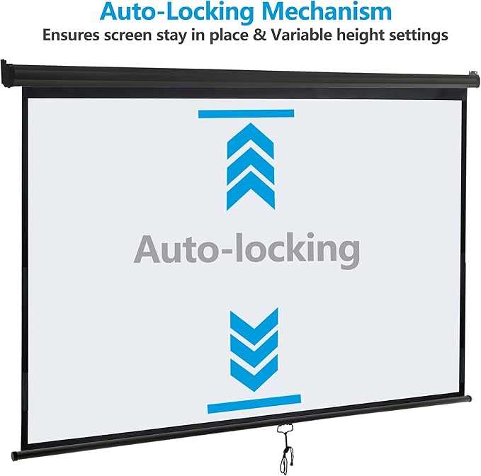 SUPER DEAL 100'' 16:9 HD Projection Screen Foldable Anti-Crease Portable Projector Movie Screen Manual Pull Down for Home Theater Presentation Education Outdoor Indoor Public Display, Black