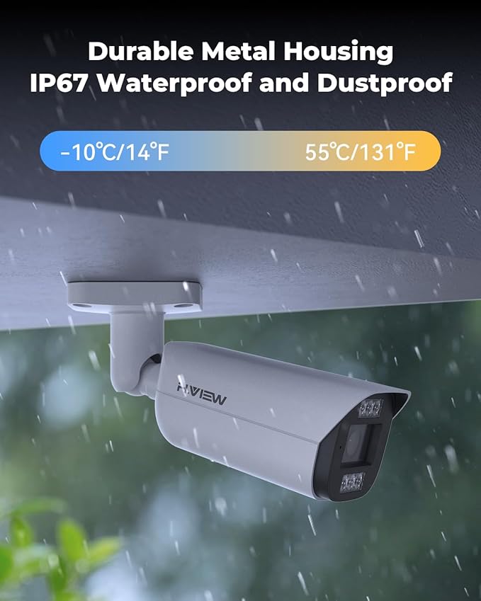 H.VIEW 4K PoE Security Camera System,16CH 8MP NVR with 8TB Large HDD,16pcs 4K Indoor Outdoor PoE IP Cameras,Face/Person/Smart Detection,2 Way Audio,Night Vision,Dual-Disk Backup for 24/7 Recording