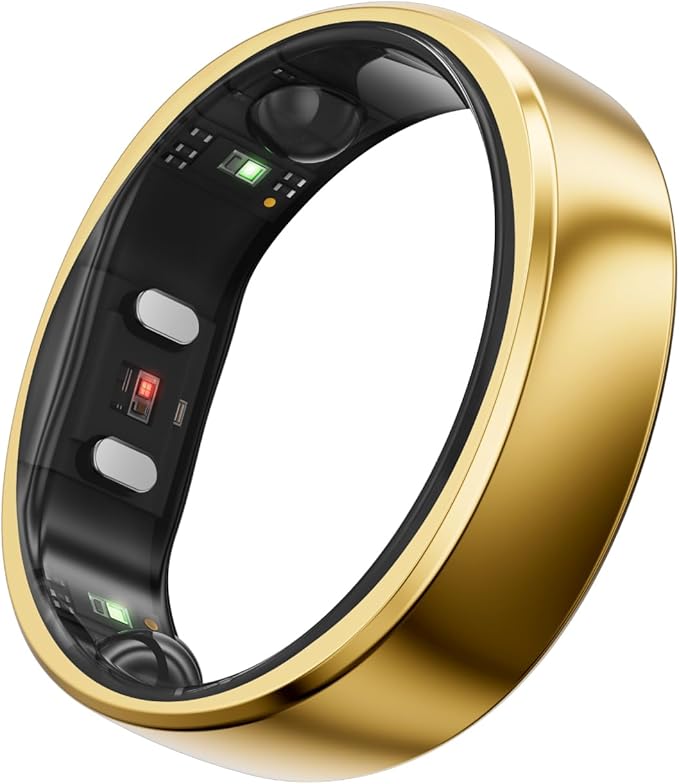RingConn Gen 2, Worldâs First Smart Ring with Sleep Apnea Monitoring, No APP Subscription, 12-Day Battery Life, Stress/Heart Rate/Women's Health Tracker, Android & iOS Compatible (Gold, Size 14)