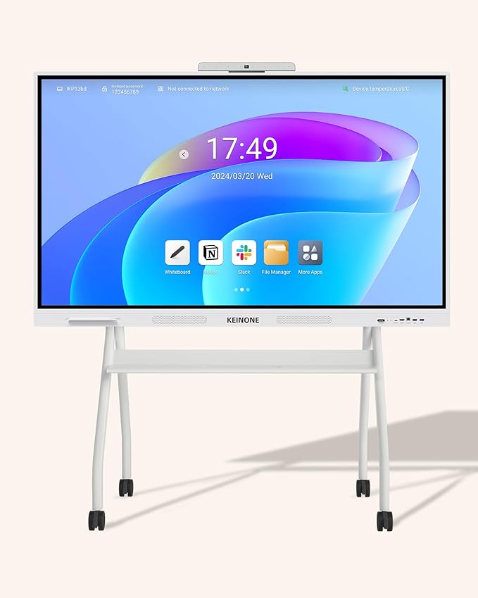 Interactive Smart Board for Classroom, 8+128 GB Electronic Digital Whiteboard Built-in Android OS & Open App Ecosystem - 4K Touchscreen Smartboard for Home Office School Studio Display