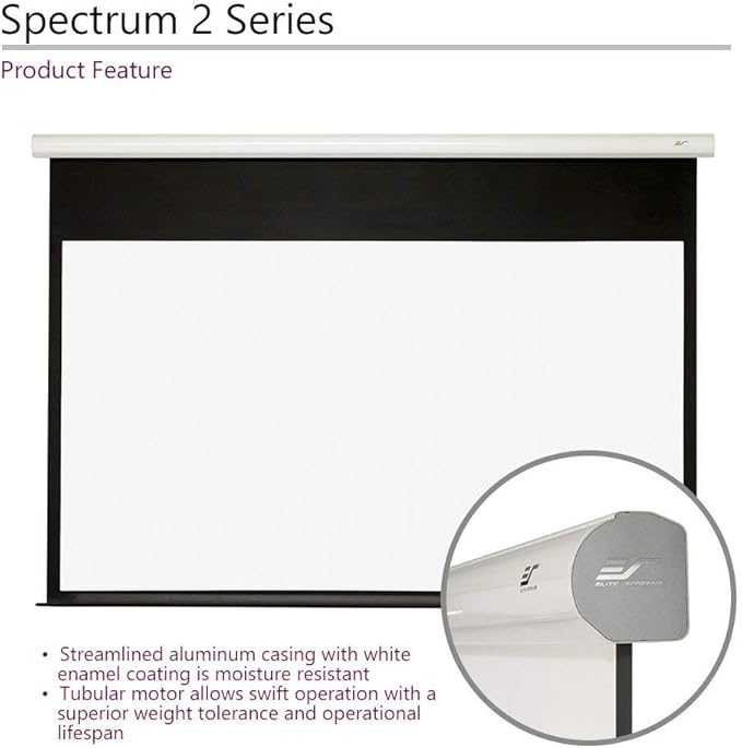 Elite Screens Spectrum2, 91-inch 16:9, 12-inch Drop, Electric Motorized Drop Down Projection Projector Screen, SPM91H-E12