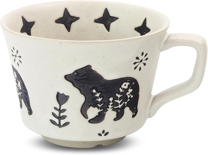 Ceramic Coffee Mug, 12 oz Novelty Unique Teacup with Large Handle, Stoneware Cup for Tea Mocha Latte Cappuccino Espresso (Bear)
