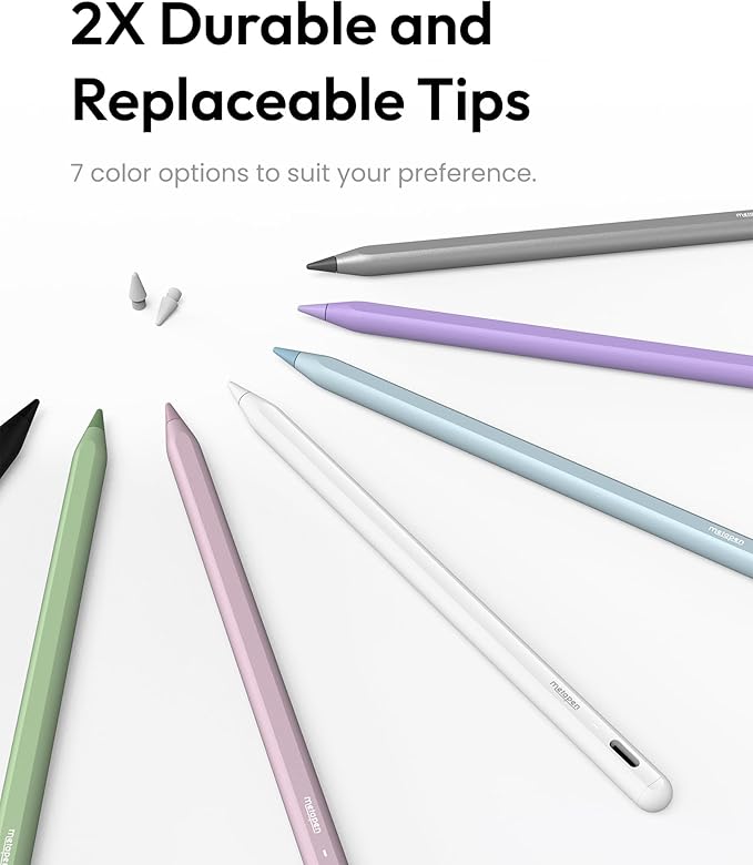 Metapen Pencil A8 for Apple iPad 2018-2025, (2X Faster Charge), Tilt Sensitivity, Pixel Precision, Stylus Pen for iPad 11/10/9/8/7/6th Gen, Pro 12.9/11/13-inch M4, Air 3/4/5/M2/M3, Mini 5/6th, Grey