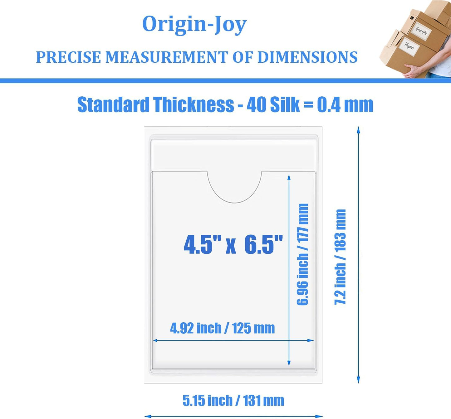 Origin-Joy 25 PCS Self-Adhesive Index Label Pockets, Clear Plastic Peel & Stick Card Holders with Top Open for Loading (4.5 x 6.5 inch)
