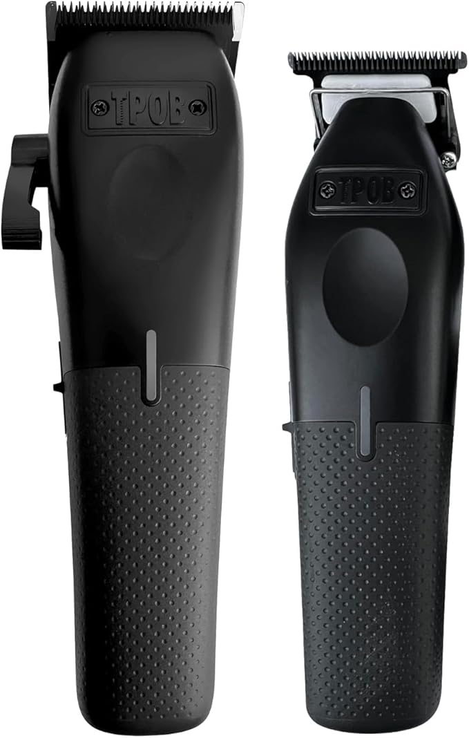 TPOB Play Barber Hair Clipper and Trimmer for Men 7500 RPM with Rubber Grips (Blackout 2 Set)