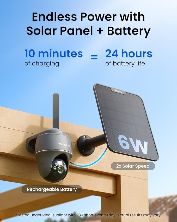 REOLINK 4K 4G LTE Cellular Security Camera, 8MP No WiFi Solar Powered, Pan Tilt 360° with Smart Detection, Color Night Vision, Local Storage, SIM+32GB SD Card Included, Go PT Ultra-Grey+Solar Panel 2
