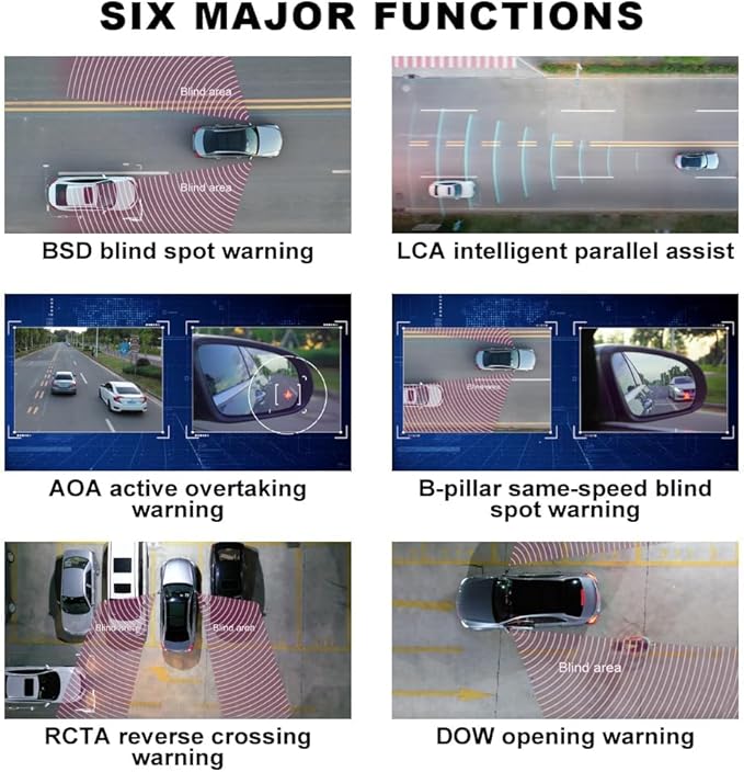 BY-J Blind Spot Monitoring System, 77 GHz Millimeter Wave Radar 12V Universal Car Blind Spot Detection System, Sensitive Radar Sensors Blind Area Detection System