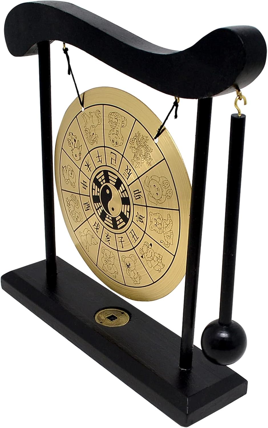 Zen Art Brass Feng Shui Desktop Zodiac Gong for Decor W1649