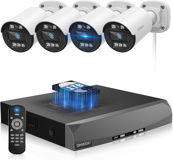 Two-Way Audio PoE Security Camera System Outdoor, 5MP Wired Cameras with 4K 8CH NVR Systems, Home Surveillance Video DVR Kits