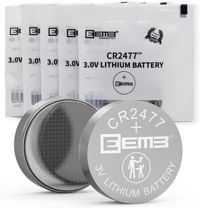 EEMB 5 Pack CR2477 Battery 3V Lithium Battery Button Coin Cell Batteries 2477 Batteries DL2477, ECR2477 for Electronic Candle, Light, Remote Control, Key Fob, Alarm, Contact Sensor, Smart Devices