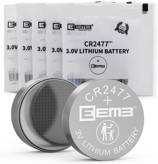 EEMB 5 Pack CR2477 Battery 3V Lithium Battery Button Coin Cell Batteries 2477 Batteries DL2477, ECR2477 for Electronic Candle, Light, Remote Control, Key Fob, Alarm, Contact Sensor, Smart Devices