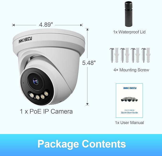 8MP PoE Camera, 4K Turret Security IP Camera @30fps, 5X 2.7~13.5mm Motorized Lens, Smart Dual Light Color Night Vision, Two-Way Audio, Outdoor IP67, SD Card Slot (not Included), IND8VD99Z