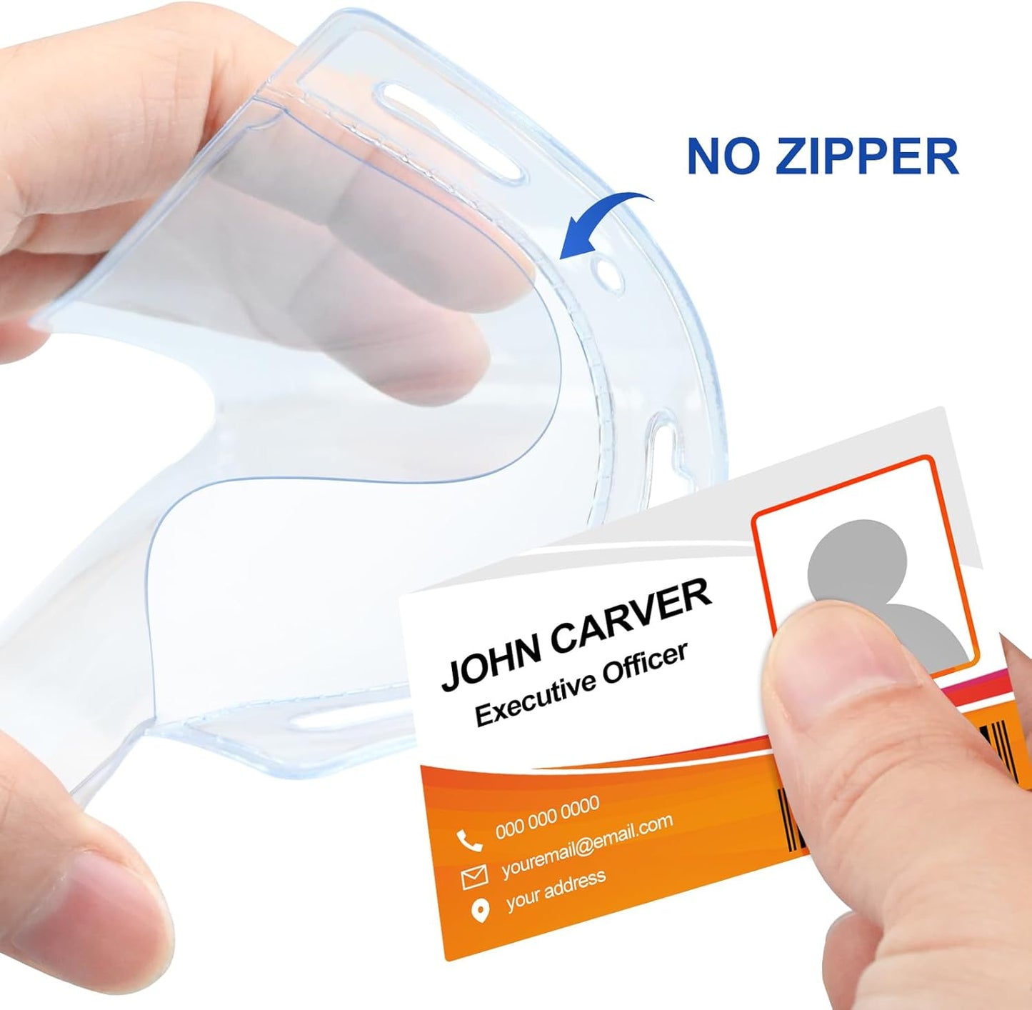 100 Pcs Card Protector ID Name Badge Holder 4 x 3 Inches Clear Plastic Horizontal No Zipper ID Card Holder