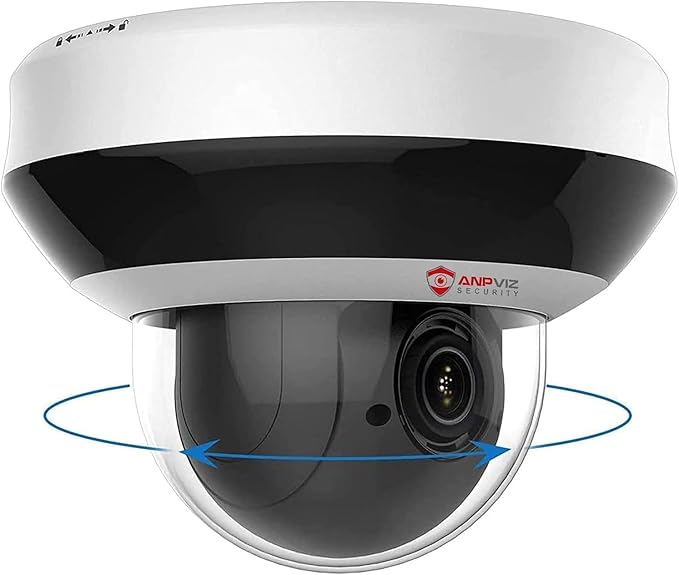 Anpviz 4MP PoE PTZ IP Camera with 4X Optical Zoom, Perimeter Protection, Human Vehicle Detection, 2560x1440@30fps, H.265+ Dome Security Camera, Built-in Audio, 330° Pan 90° Tilt, Card Slot, 120dB WDR