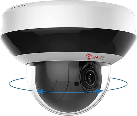 Anpviz 4MP PoE PTZ IP Camera with 4X Optical Zoom, Perimeter Protection, Human Vehicle Detection, 2560x1440@30fps, H.265+ Dome Security Camera, Built-in Audio, 330° Pan 90° Tilt, Card Slot, 120dB WDR