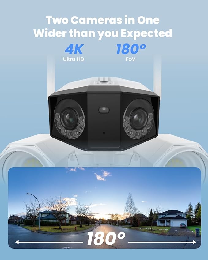 REOLINK 4K 8MP Floodlight Security Camera Outdoor, Dual-Lens Camera w/ 180° FOV, Dual-Band Wi-Fi 6, Color Night Vision with 1800lm Floodlight, Smart AI Detection, IP67 Waterproof, AC (100~240V)