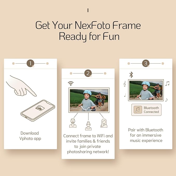 NexFoto 32 Inch Large Digital Picture Frame 64GB, Digital Photo Frame 1920x1080 IPS FHD, Remote Control, Auto-Rotate, Easy to Share Photos/Videos via App/USB, Gifts for Mom Christmas, Dark Wood
