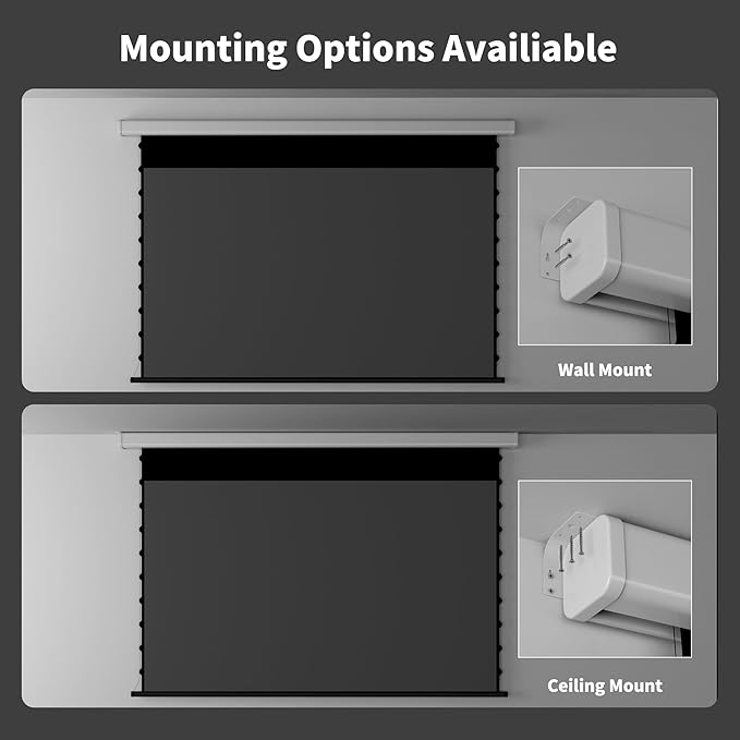QuadraArc Motorized Drop Down Projector Screen 16:9 Gray Fabric, Wall & Ceiling Mount, Electric Pull Down Screen with Remote Control, Compatible with All Projectors 92"