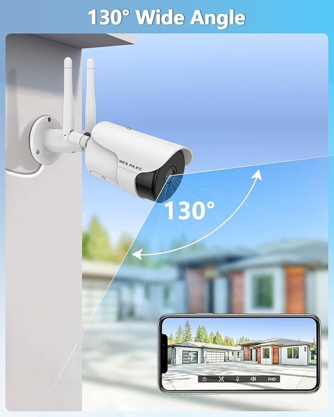 WEILAILIFE 5MP Wireless Security Camera System with 10" Monitor, Outdoor WiFi Home Video Cameras Systems Surveillance DVR Kits