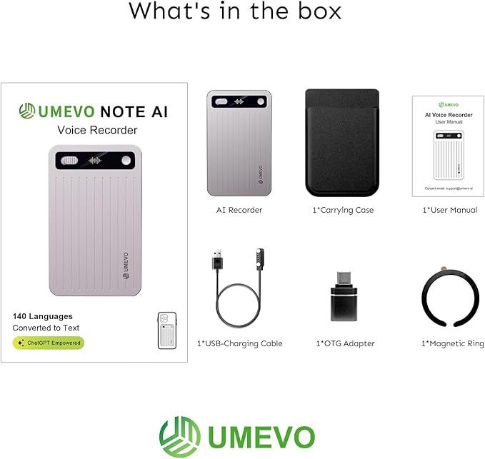 AI Voice Recorder with App Control : AI Transcription, Summarization & Mind Maps, Portable AI Note Taking Device with Case 64GB Memory Recording for Calls, Speeches, Meetings, Interviews-Titanium Gray