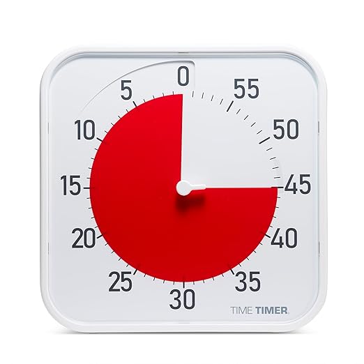 Time Timer Original 12" Visual Countdown Timer â Large 60-Minute Classroom Visual Timer for Modern classrooms, Student Groups & Adult Meetings â Helps with Focus, ADHD, Autism â (Red & White)